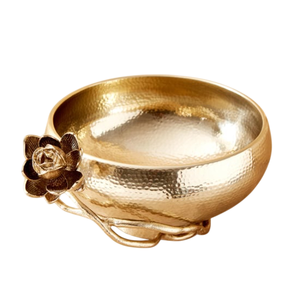 Bol martelé en métal doré fait main avec décor floral argenté, vaisselle de mariage orientale, bols de service pour collations - Product Image 6