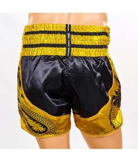Pantalones Cortos de Muay Thai y MMA Twins Dragon, Amarillos con Estampado Negro, Ropa Deportiva para Hombre, Corte Regular, Transpirables, de Poliéster Satinado - Product Image 2