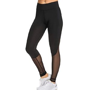 Women's High Waist Yoga Leggings with Mesh Solid <b>Pattern</b> Hip Lifting Workout Pants <b>Tight</b> Fit Exercise Pant - Product Image 3