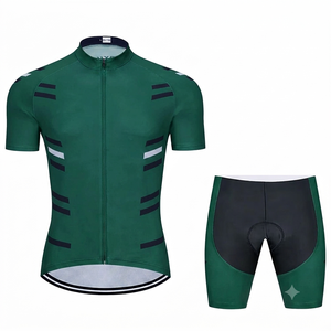 Conjunto de maillot de ciclismo profesional personalizado para hombre y mujer, corte ajustado, manga corta, maillot de ciclismo con tirantes, pantalones cortos transpirables de secado rápido, kit de entrenamiento deportivo. - Product Image 1