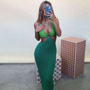 Vestido de Ganchillo Hecho a Mano Personalizado para Mujer, Verano, Playa, Hueco, Ajustado, Largo, Sexy, para Fiesta o Vacaciones - Product Image 6