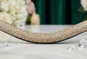Diadema de cristal de lujo con diseño de color personalizable para caballos, accesorio de cabezada de cuero curvado brillante, logotipo personalizado, alta calidad. - Product Image 2