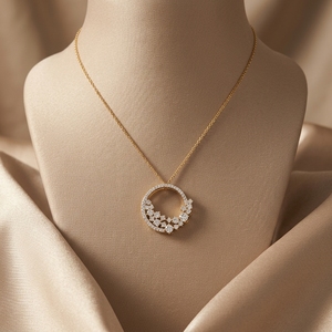 Collar con Colgante Circular de Diamantes CVD Cultivados en Laboratorio, en Oro Amarillo de 14k, con Corte Geométrico y Conjunto de Clústeres, para Mujer - Product Image 1