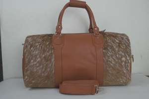 Bolsa de Viaje de Fin de Semana de Cuero Genuino de Alta Calidad con Cierre de Cremallera, Modelo LHODB-0125 - Product Image 5