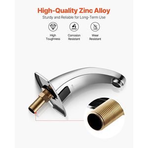 Grifo automático para lavabo de baño con sensor de movimiento sin contacto, grifo para inodoro con placa de cubierta para orificio de agua fría, funciona con pilas - Product Image 6