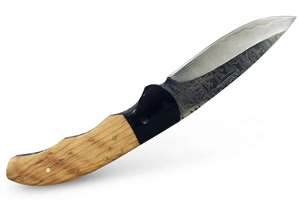 Herramienta utilitaria ejecutiva de acero de Damasco hecha a mano con mango de madera de olivo y cuerno, pieza de exhibición - Product Image 6