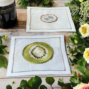 Servilletas de Cóctel de Lino con Diseño de Kiwi y Coco – Servilletas Reutilizables 100% Lino Natural, Diseño de Frutas Tropicales para Bar, Fiesta - Product Image 5