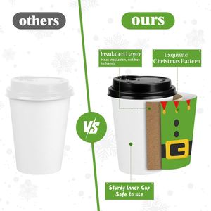 Confezione da 100 Bicchieri Monouso da 12oz per Natale, con Coperchi Neri Antigoccia, Extra Spessi e Isolanti per Bevande Calde e Fredde - Product Image 4