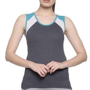 Top Deportivo de Punto con Bloques de Color para Mujer, Cuello Redondo, Sin Mangas, Transpirable, de Spandex y Poliéster - Product Image 1