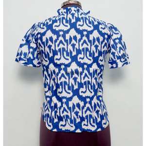 Blusa Casual de Mujer con Estampado Floral Vintage Personalizado, Estilo Coreano, Transpirable, 100% Algodón Ecológico, Manga Corta - Product Image 6