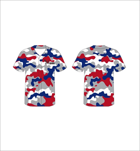 Maillot de baseball personnalisé sublimé, motif camouflage rouge et gris foncé, entièrement boutonné, uniforme d'équipe, vêtement léger et respirant - Product Image 3