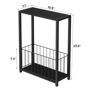 Mesa Auxiliar Estrecha con Porta Revistas y Estante de Almacenamiento, Mesa Auxiliar Delgada para Sala de Estar, Dormitorio, Oficina y Espacios Pequeños - Product Image 3
