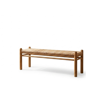 Kenzo Solid Wood <b>Bench</b> with Handwoven <b>Seat</b> Natural Warmth Durable Easy Clean Rectangular Design Timeless Minimalist Style - Product Image 1