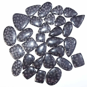 Quartz noir fossile naturel, semi-précieux, cabochon ovale lisse en forme de poire, pierre précieuse non traitée, taille personnalisable, fournisseur - Product Image 5