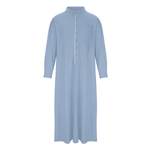 Robe islamique pour homme, Kaftan musulman à manches longues, couleur unie, col montant, style vintage décontracté, pour l'Aïd, usage quotidien, Dubaï, Arabie Saoudite, Jubba Thobe - Product Image 5