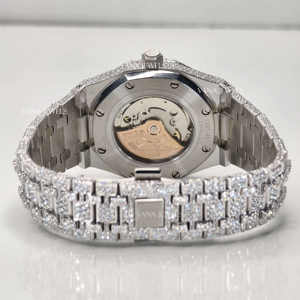 41mm Stainless Steel <b>Automatic</b> Mechanical <b>Wristwatch</b> Moissanite Diamond Iced Glass Dial Luxury Hip Hop Style High Quality Analog - Product Image 2