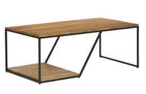 Industrial Wooden <b>Computer</b> Desk with Black Metal Frame Side Storage Shelf <b>for</b> Office Study and Home Workstation - Product Image 1