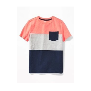 เสื้อยืดเด็กผู้ชาย คัลเลอร์บล็อก ผ้าฝ้าย 100% เนื้อนุ่ม มีกระเป๋า รับทำโลโก้ตามสั่ง รับผลิตแบบ OEM ODM เสื้อผ้าขายส่ง - Product Image 1