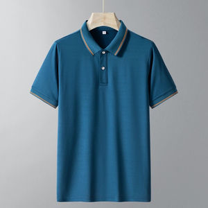 Men's Blue Star Printed Polo <b>Shirt</b> Short Sleeve Regular Fit Casual Style Oxford Fabric Woven Design - Product Image 3