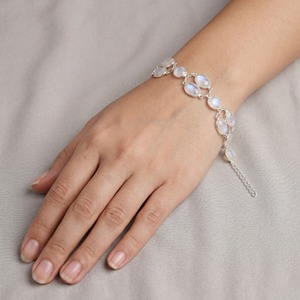 Natural Rainbow Moonstone <b>Bracelet</b> 925 Sterling Silver Adjustable Link <b>Bracelet</b> Gemstone Jewelry Minimalist Elegant Gift For Her - Product Image 5