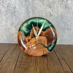 Premium Quality Epoxy Resin <b>Table</b> Clock 14 Inch Big Size <b>Clear</b> Finish Waterproof Durable Modern Design for Living Room - Product Image 1