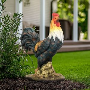 22.4 \ "statue da giardino di gallo a grandezza naturale decorazioni di pollo in cemento all'aperto decorazione di arte del gallo per ornamenti da giardino - Product Image 2