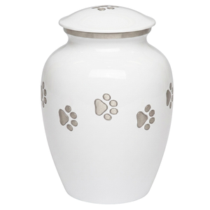 Urnes funéraires pour animaux de compagnie en aluminium de haute qualité avec empreinte de patte, finition en étain et couleur violette, urnes métalliques durables pour animaux de compagnie - Product Image 4