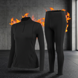 Ensemble de combinaison de ski noire pour femme, haut à manches longues avec fermeture éclair, leggings, tissu respirant et extensible, vêtements de sport - Product Image 6