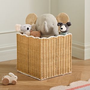 Panier de rangement en rotin tressé à la main avec poignées, panier à linge en osier naturel, corbeille en rotin festonné pour chambre d'enfant ou crèche - Product Image 4