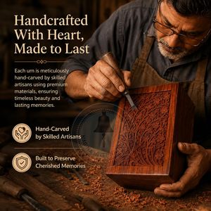 Artisans Crafted Premium Rosewood Square Simple Decorative Hand Carved Cremation <b>Urns</b> | Carved Precision | Loved - Product Image 4