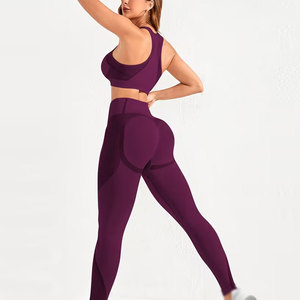 Ropa Deportiva, Conjunto de Yoga de 2 Piezas para Mujer, Diseño Personalizado con Cuello Redondo, Ajuste Delgado - Product Image 2