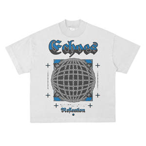 เสื้อยืดผสมโพลีเอสเตอร์และคอตตอนสำหรับผู้ชาย พิมพ์ลาย DTF ใส่ได้ทุกวัน เสื้อผ้าผู้ชายทรงบ็อกซี่ฟิต ล้างสีแบบแอซิดวอช สีซีดแบบซันเฟด เนื้อผ้าหนา - Product Image 1