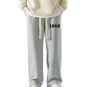 กางเกงขายาวทรงบэгกี้ผู้ชายคุณภาพสูง ผ้าฝ้าย 100% เอวยางยืด ระบายอากาศได้ดี ทรงโอเวอร์ไซส์ ดีไซน์เรียบง่าย รับสกรีนโลโก้ - Product Image 3