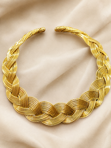Wholesale Handmade Brass Hasli <b>Necklace</b> | Zinc Alloy Collar <b>Necklace</b> | Traditional Statement Jewelry | Bezel Setting Gold Plated - Product Image 1