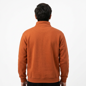 Sweat-shirt personnalisé pour homme à col zippé, en coton premium French Terry, coupe classique, col montant, style streetwear moderne - Product Image 2