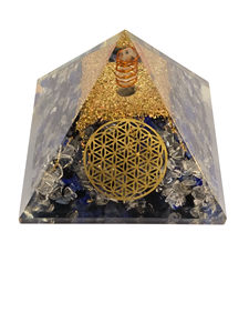 Pyramid for Positive Energy, Copper Layer Orgonite Crystal Lapis Lazuli Flower Pyramid With Charge Crystal Point for Healing - Product Image 3