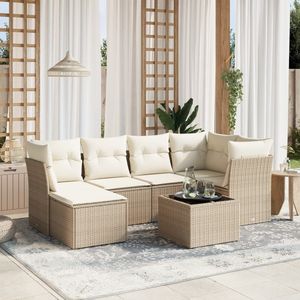 Conjunto de Sofás Modulares Grandes de Ratán Sintético Beige para Jardín, Muebles de Patio con Estilo y Comodidad - Product Image 1