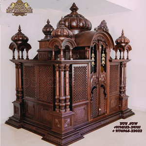 Mandir tallado a mano de estilo Gopuram para el hogar Templo de madera de teca con acabado marrón para el hogar Templo de madera de teca de gran tamaño para el hogar Australia - Product Image 6