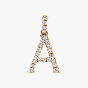 18K <b>Solid</b> <b>Gold</b> Diamond Letter A <b>Pendant</b> Necklace Round Brilliant Cut Luxury Unisex Everyday Wear - Product Image 1