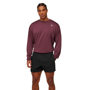 T-shirt à manches longues surdimensionné pour homme, couleur bordeaux, coupe décontractée, léger, idéal pour la gym, l'entraînement, le sport et les occasions décontractées - Product Image 4