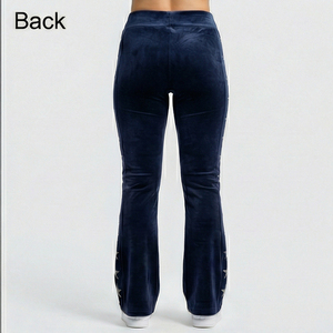 Leggings Morados Personalizados con Pedrería, Cintura Alta, Estilo Urbano, Elásticos, Pantalones de Moda para Mujer, Ajuste Profesional - Product Image 3