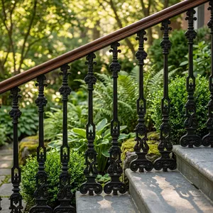 Balustres d'escalier élégants en fer forgé, kit de remplacement de meneaux décoratifs classiques en métal pour support de main courante d'escalier intérieur - Product Image 1