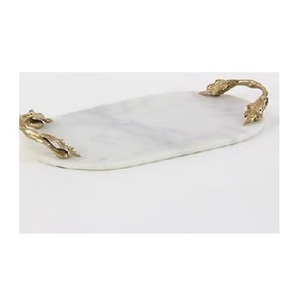 ถาดเสิร์ฟขนมหินอ่อนสีขาวและโลหะถาดเสิร์ฟขนมเคาน์เตอร์จัดอาหาร - Product Image 1