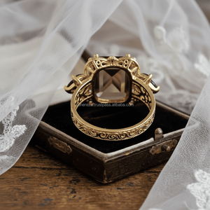 Wholesale Vintage Style <b>Cocktail</b> Gemstone Jewelry for Women Gift Healing Crystal Amethyst Zircon Paved <b>Gold</b> <b>Rings</b> - Product Image 2