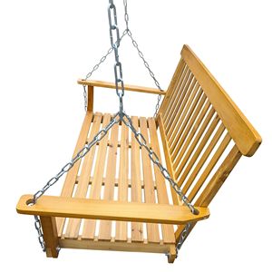 Dondolo a dondolo in legno con braccioli per esterni, patio, giardino, cortile, veranda o portico anteriore, con catene di sospensione - Product Image 4