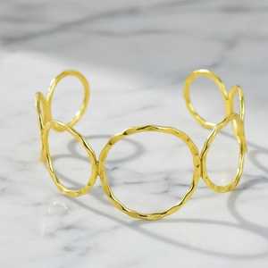 Handmade Brass Geometric Cuff <b>Bracelet</b> Hammered Gold Filled Open Circle Bangle Adjustable <b>Boho</b> Brass <b>Bracelet</b> Minimalist - Product Image 2
