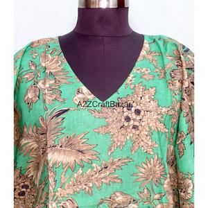 Robe longue moulante vintage indienne à col en V en coton écologique faite à la main pour mamans - Idéale pour la plage ou comme tenue de nuit - Product Image 3