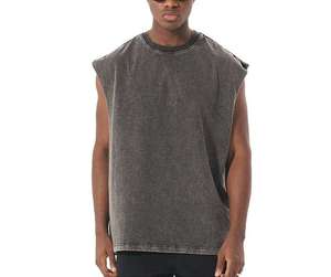 Débardeur décontracté gris sans manches à col rond pour homme, style tricoté uni teint - Product Image 5
