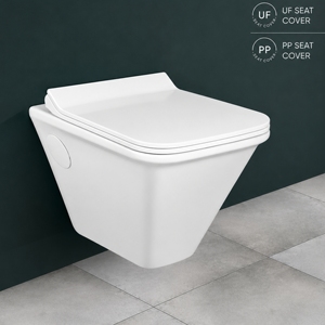 WC suspendu RUBIX, carré, en céramique, monobloc, réservoir encastré, chasse d'eau par siphon, écologique, facile à nettoyer, minimaliste, pour salle de bain - Product Image 3