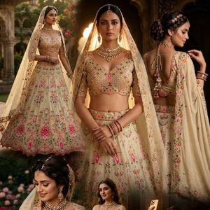 Conjunto de Lehenga Choli de georgette sintética de diseñador con bordados, lentejuelas y trabajo de corte es un conjunto étnico impresionante diseñado para bodas. - Product Image 3